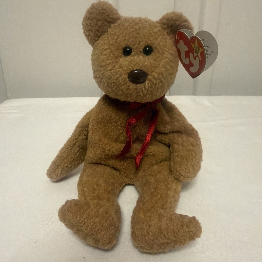 Vintage Ty Beanie Babies Curly The Bear Plush Toy - 4052‎
